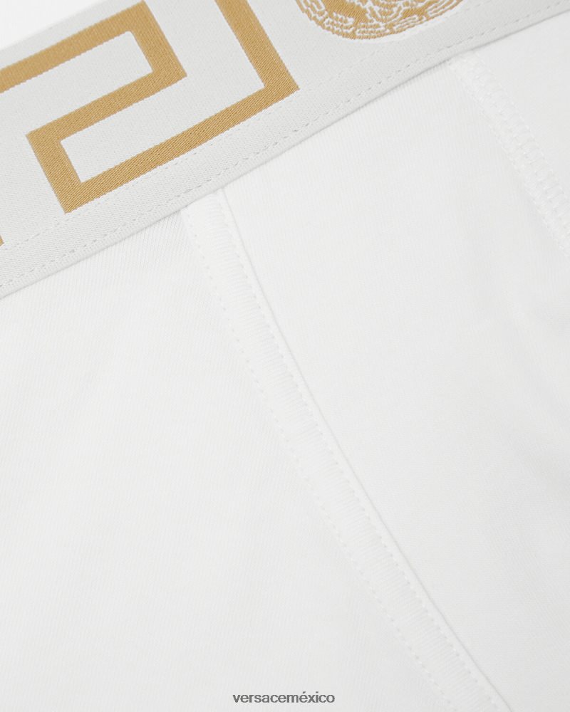 Versace calzoncillos largos con borde de greca Oro blanco ropa interior y ropa de playa hombres 84626J1767