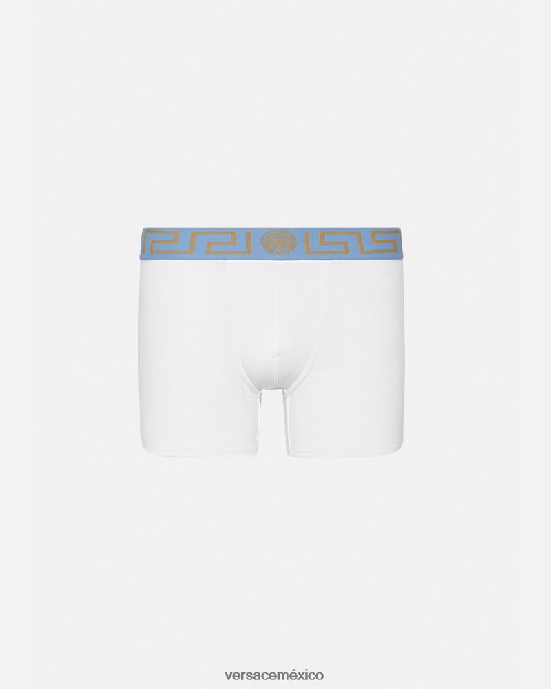 Versace calzoncillos largos con borde de greca blanco ropa interior y ropa de playa hombres 84626J1746