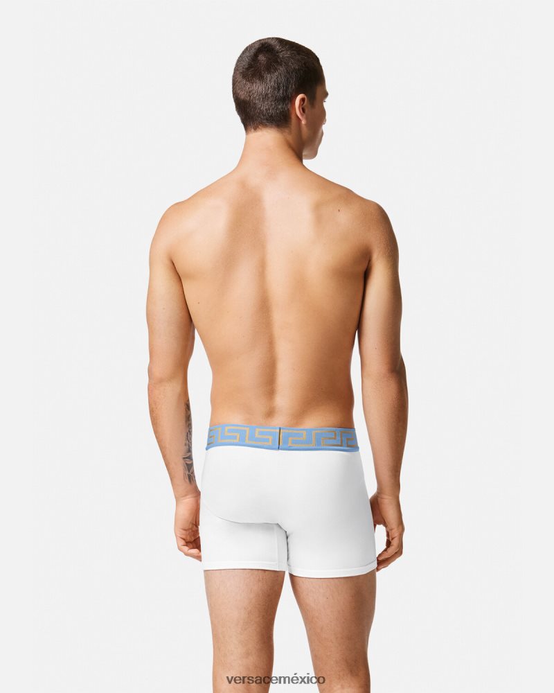 Versace calzoncillos largos con borde de greca blanco ropa interior y ropa de playa hombres 84626J1746