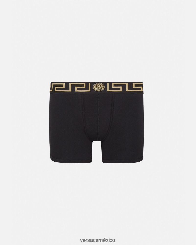 Versace calzoncillos largos con borde de greca negro ropa interior y ropa de playa hombres 84626J1765