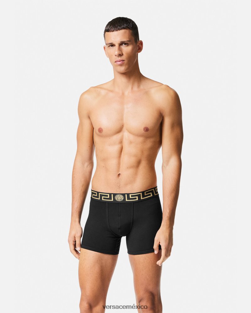Versace calzoncillos largos con borde de greca negro ropa interior y ropa de playa hombres 84626J1765