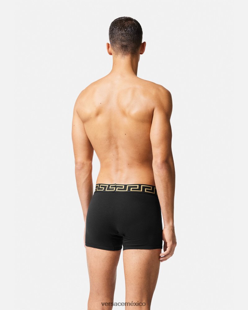 Versace calzoncillos largos con borde de greca negro ropa interior y ropa de playa hombres 84626J1765