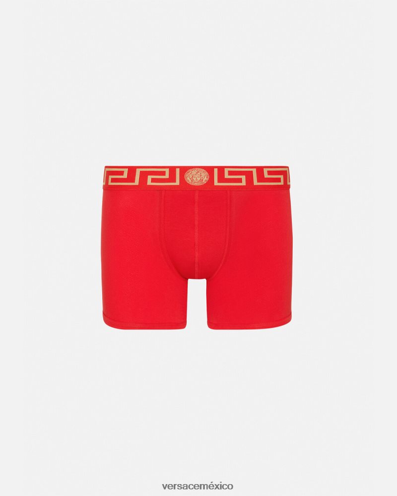 Versace calzoncillos largos con borde de greca rojo ropa interior y ropa de playa hombres 84626J1766