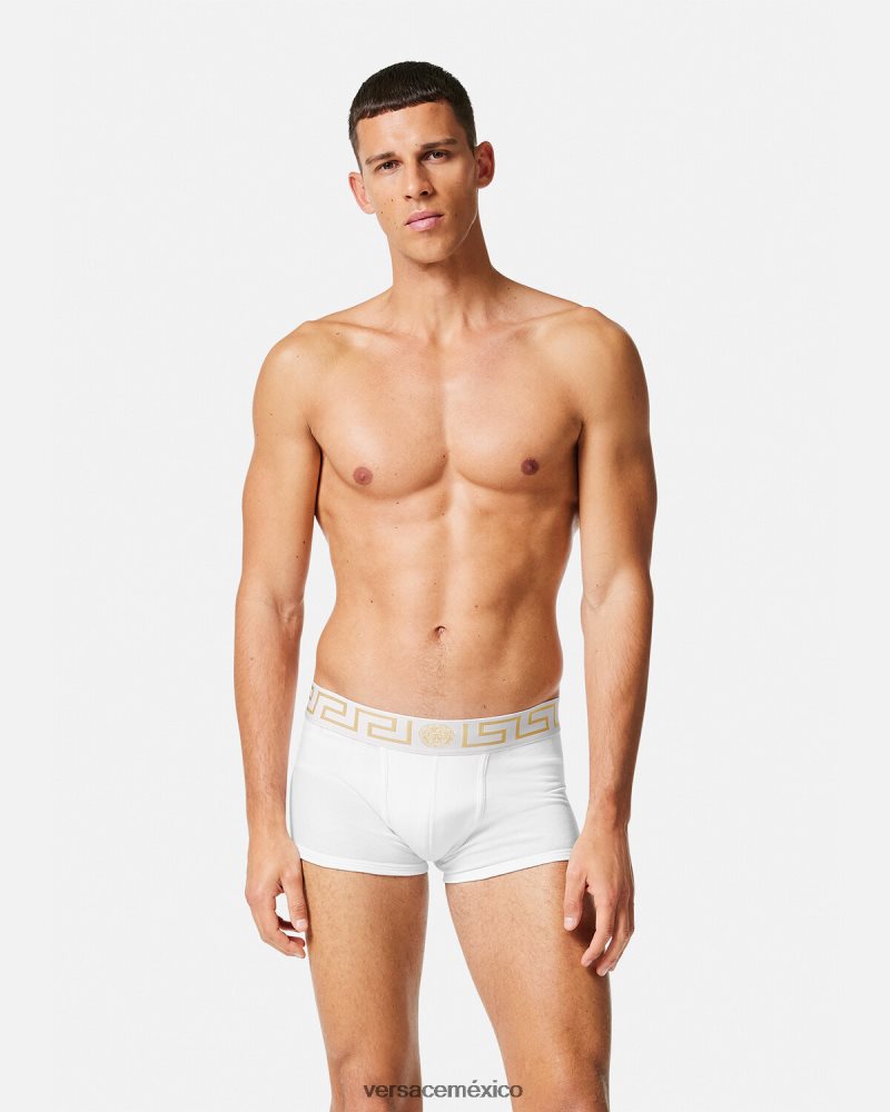 Versace pack de 2 calzoncillos con borde con greca blanco negro ropa interior y ropa de playa hombres 84626J1752