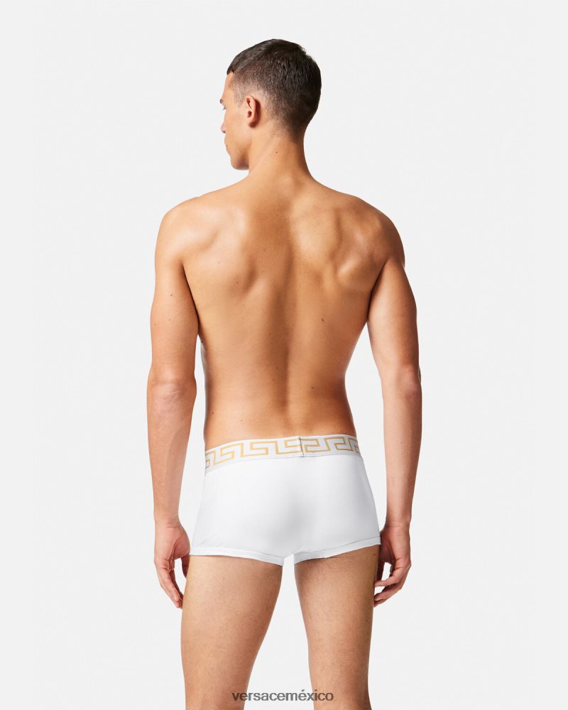 Versace pack de 2 calzoncillos con borde con greca blanco negro ropa interior y ropa de playa hombres 84626J1752