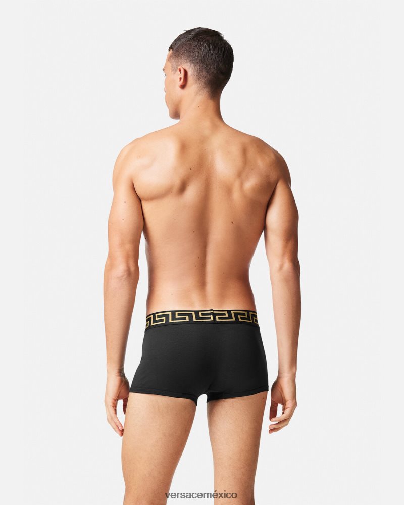 Versace pack de 2 calzoncillos con borde con greca blanco negro ropa interior y ropa de playa hombres 84626J1752