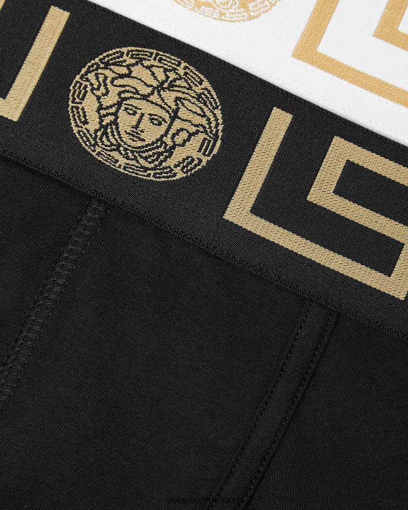 Versace pack de 2 calzoncillos con borde con greca blanco negro ropa interior y ropa de playa hombres 84626J1752