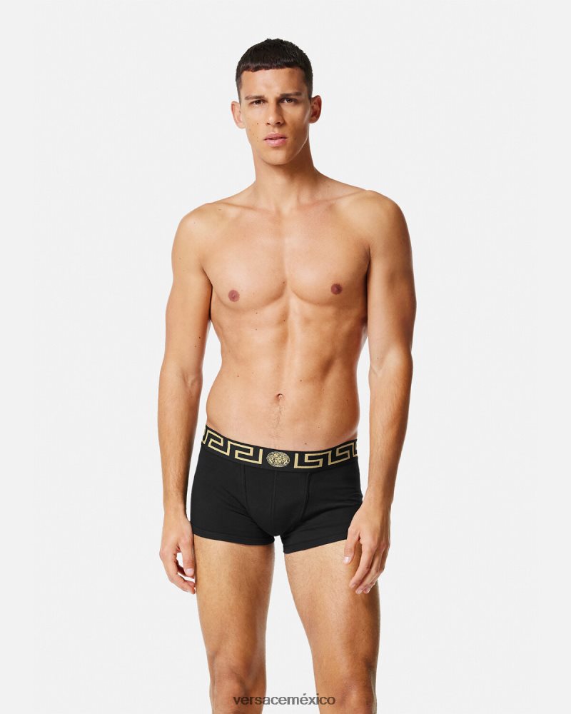 Versace pack de 2 calzoncillos con borde con greca negro ropa interior y ropa de playa hombres 84626J1753