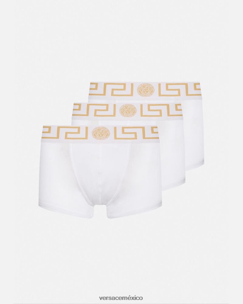 Versace pack de 3 calzoncillos con borde con greca Oro blanco ropa interior y ropa de playa hombres 84626J1749