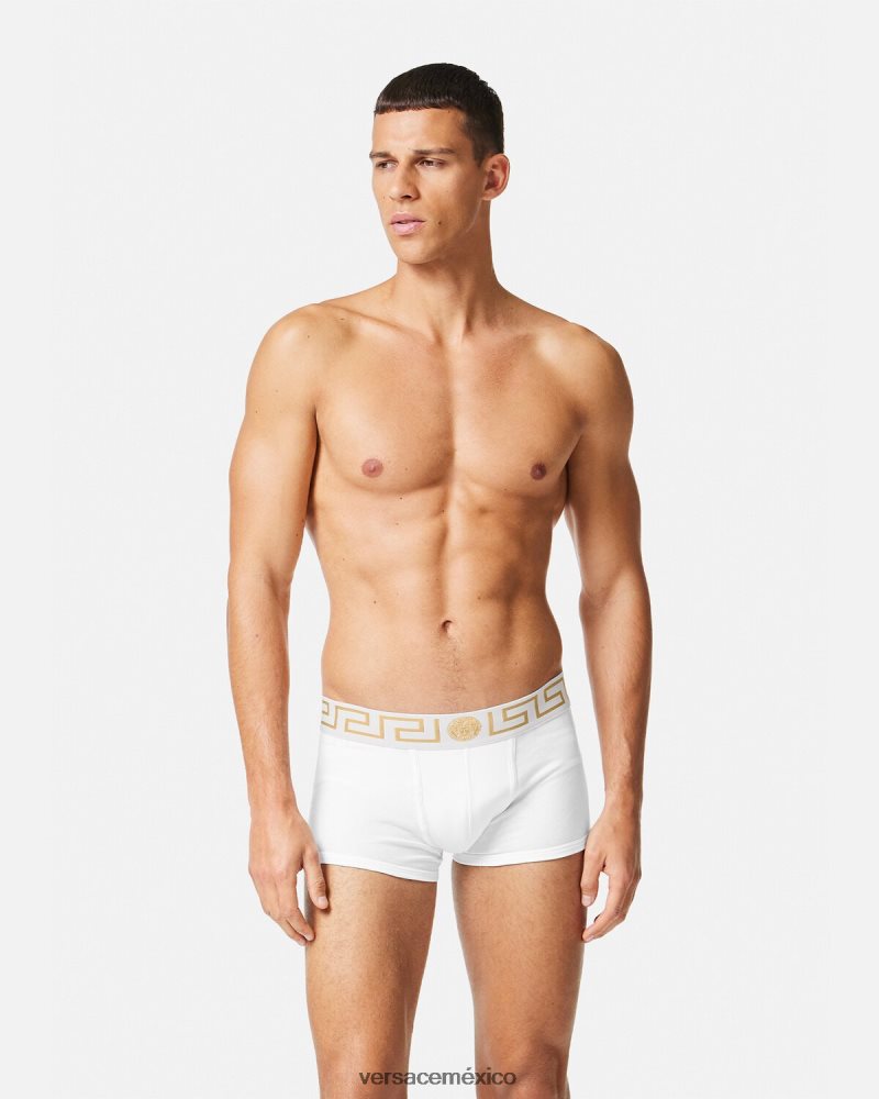 Versace pack de 3 calzoncillos con borde con greca Oro blanco ropa interior y ropa de playa hombres 84626J1749