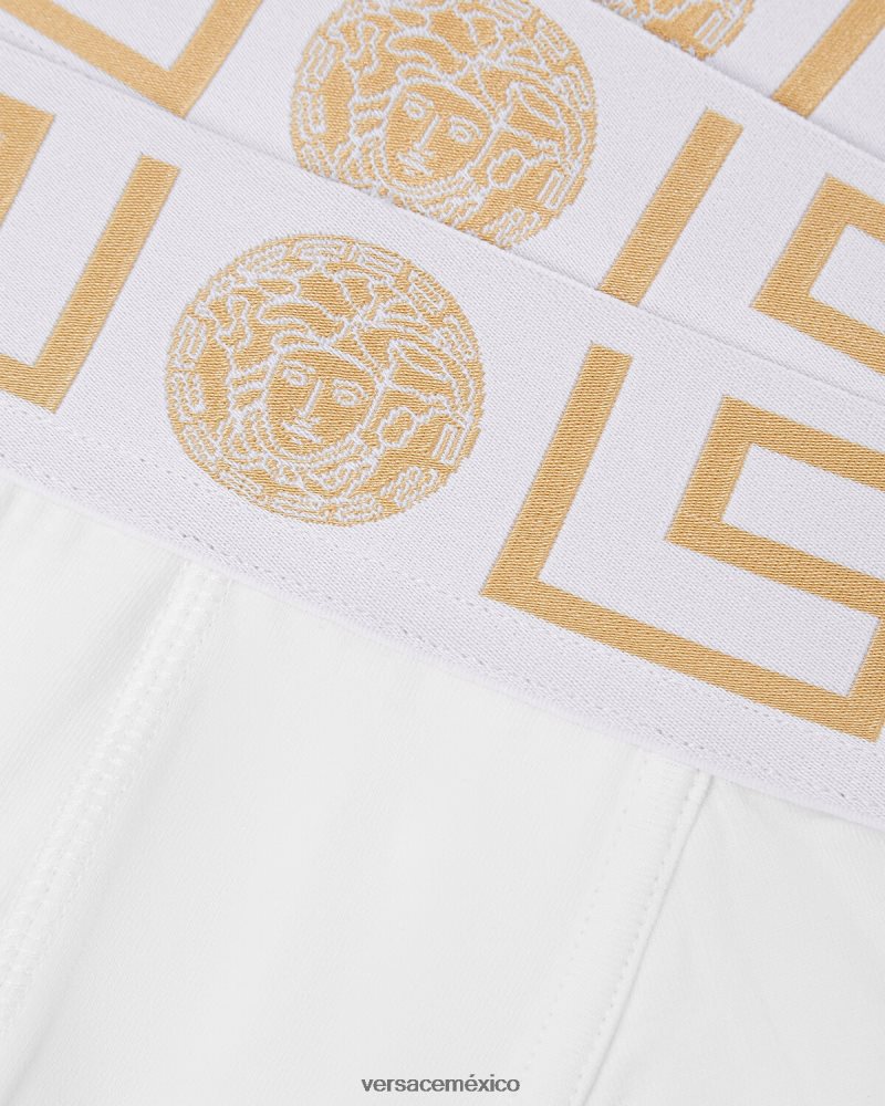 Versace pack de 3 calzoncillos con borde con greca Oro blanco ropa interior y ropa de playa hombres 84626J1749