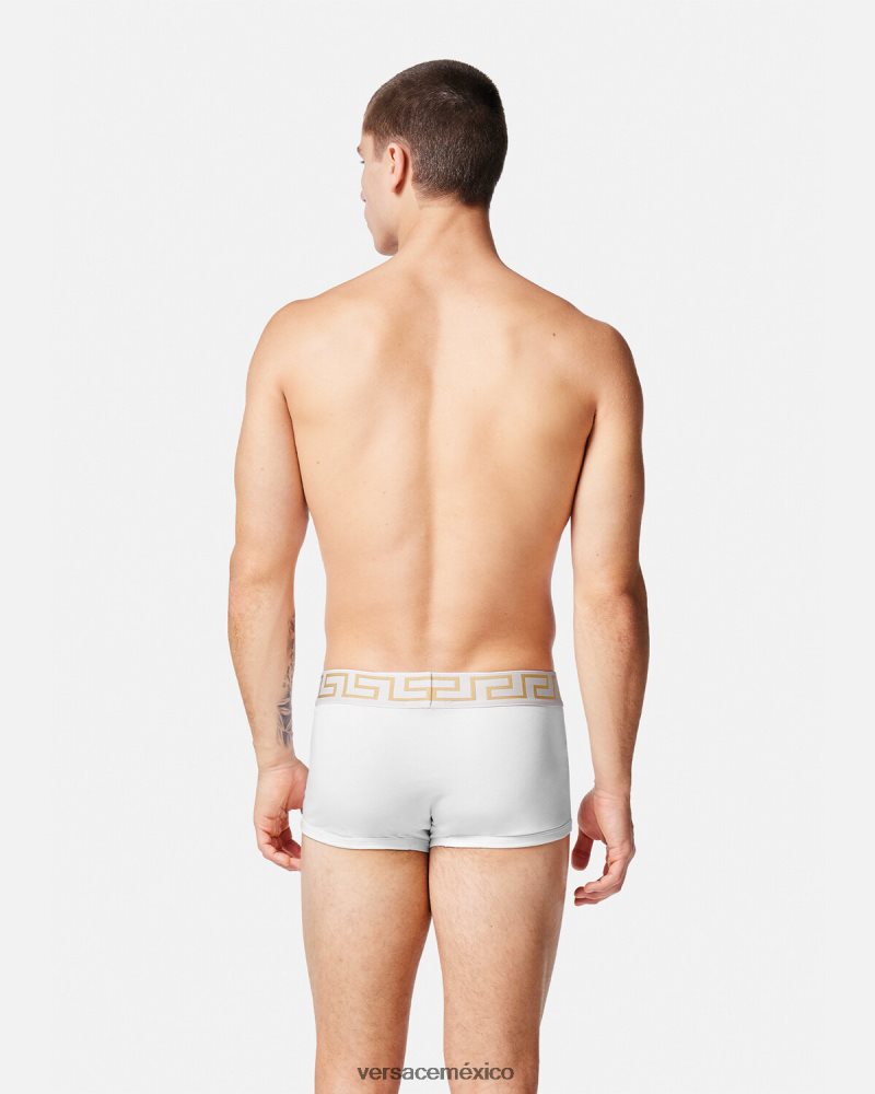 Versace pack de 3 calzoncillos con borde con greca blanco y negro y gris ropa interior y ropa de playa hombres 84626J1751