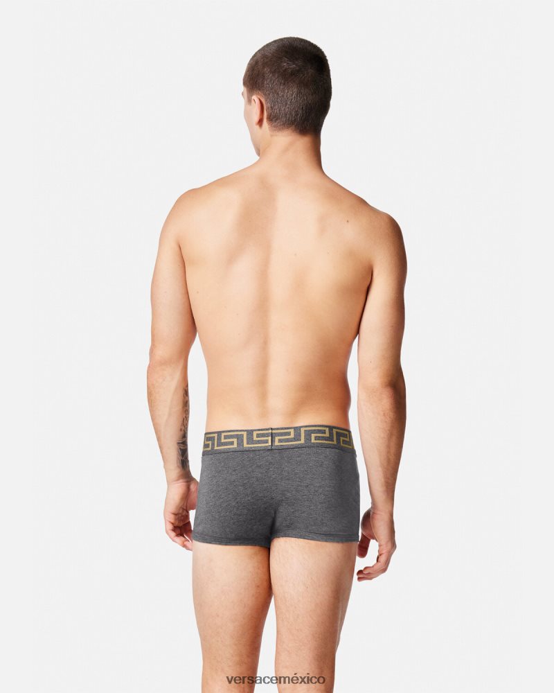 Versace pack de 3 calzoncillos con borde con greca blanco y negro y gris ropa interior y ropa de playa hombres 84626J1751