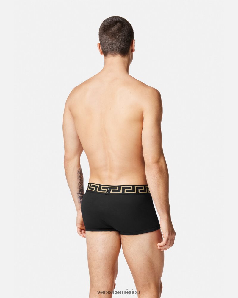 Versace pack de 3 calzoncillos con borde con greca blanco y negro y gris ropa interior y ropa de playa hombres 84626J1751