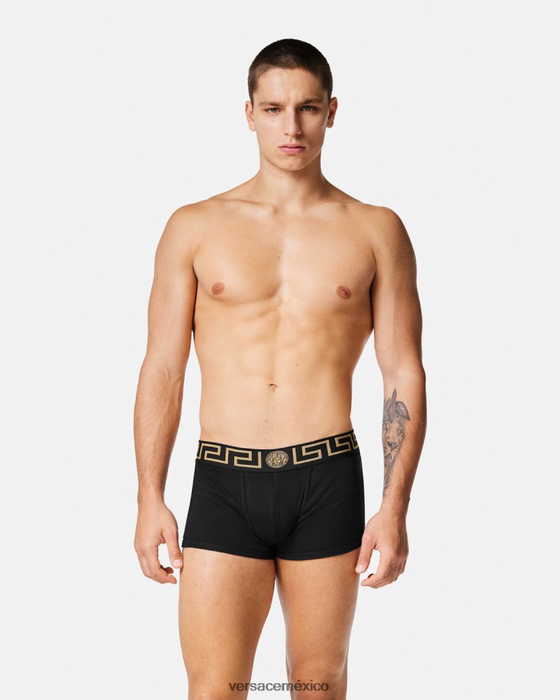 Versace pack de 3 calzoncillos con borde con greca negro ropa interior y ropa de playa hombres 84626J1750