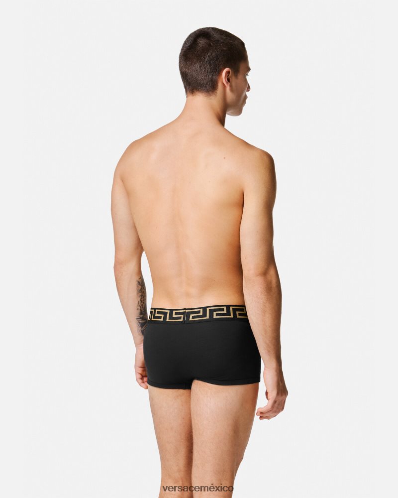 Versace pack de 3 calzoncillos con borde con greca negro ropa interior y ropa de playa hombres 84626J1750