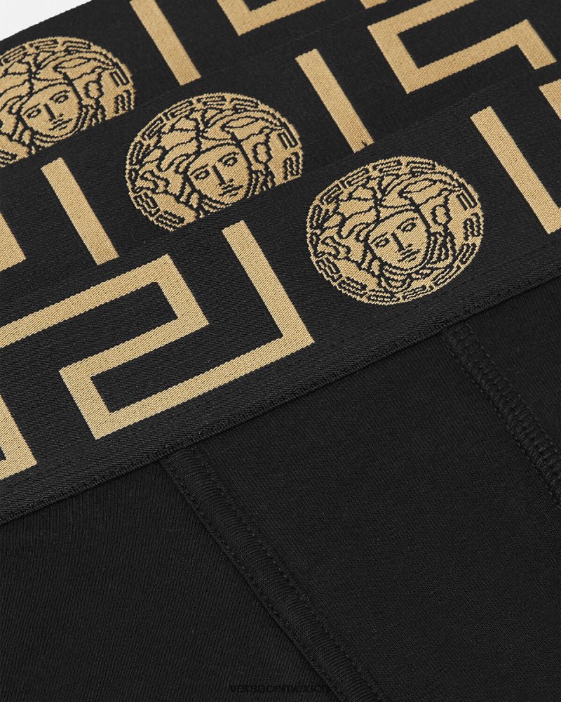 Versace pack de 3 calzoncillos con borde con greca negro ropa interior y ropa de playa hombres 84626J1750