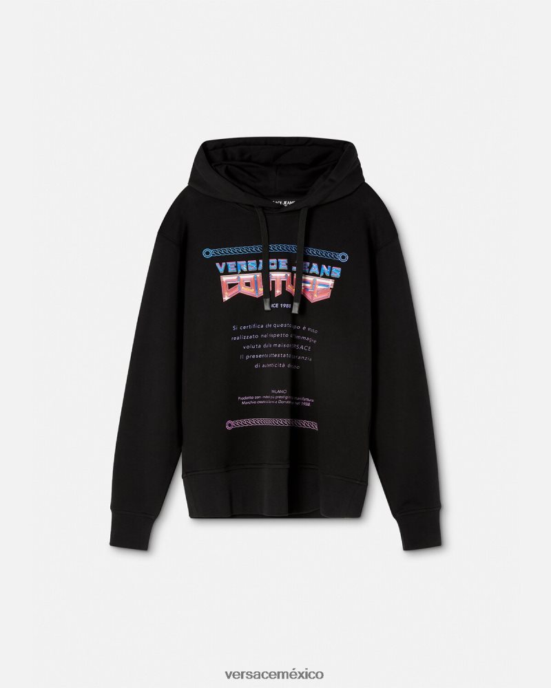 Versace sudadera con capucha y logo de garantía negro ropa hombres 84626J2366
