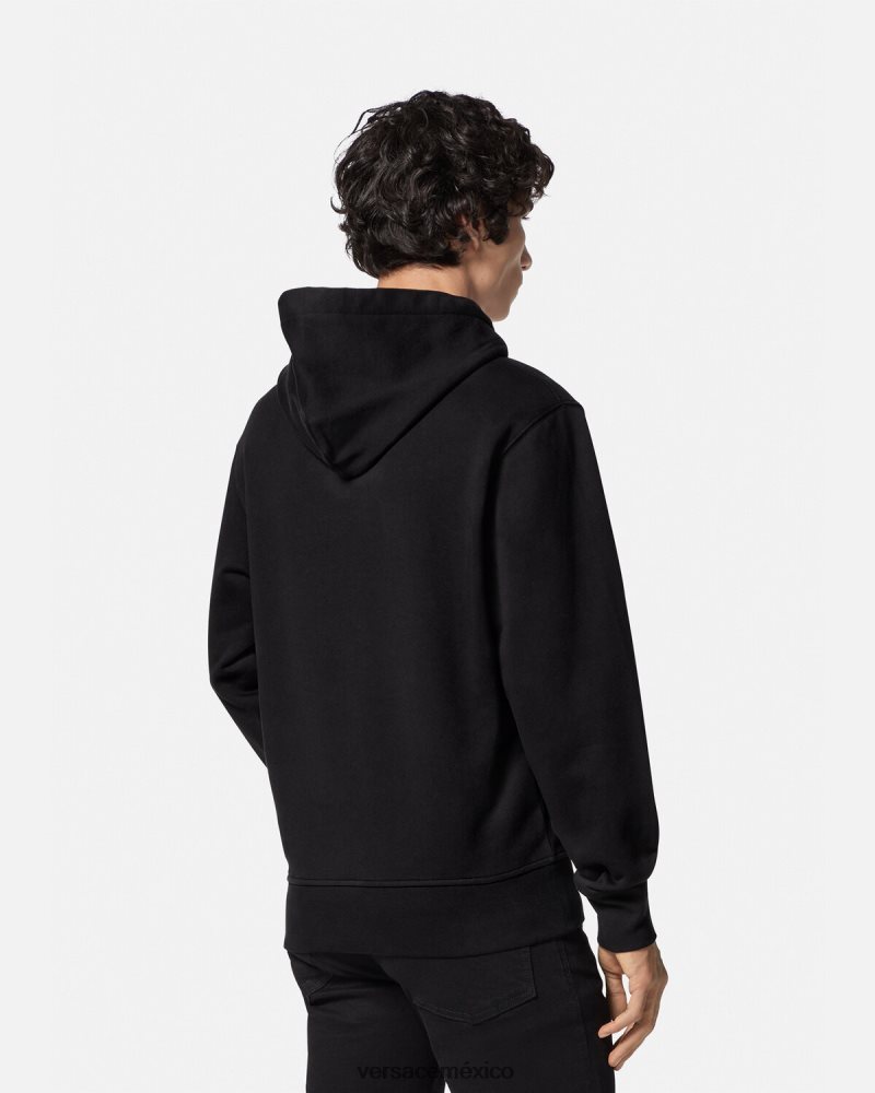 Versace sudadera con capucha y logo de garantía negro ropa hombres 84626J2366