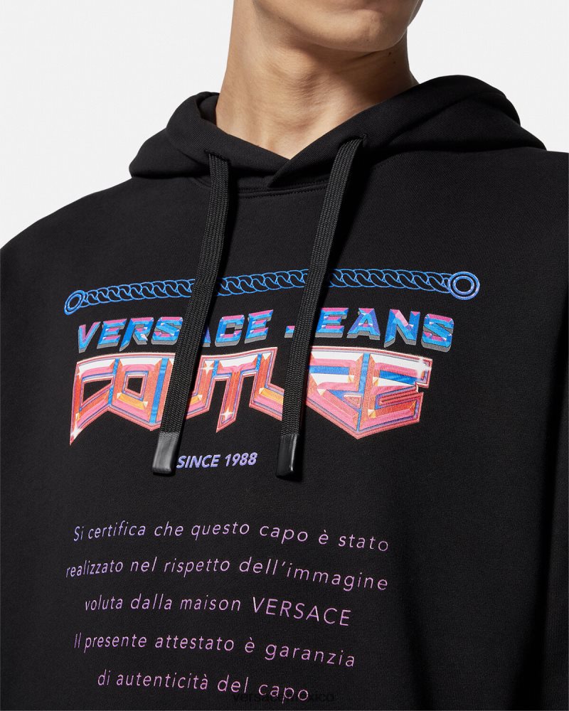 Versace sudadera con capucha y logo de garantía negro ropa hombres 84626J2366