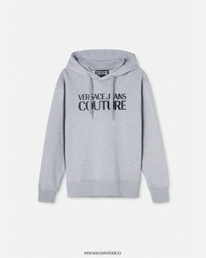 Versace sudadera con capucha y logo gris ropa hombres 84626J2378