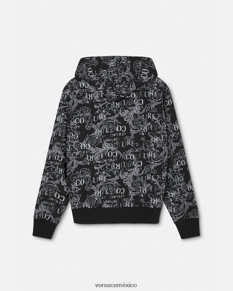 Versace sudadera con logo y cremallera negro ropa hombres 84626J2405