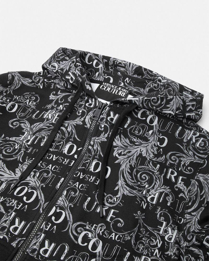 Versace sudadera con logo y cremallera negro ropa hombres 84626J2405