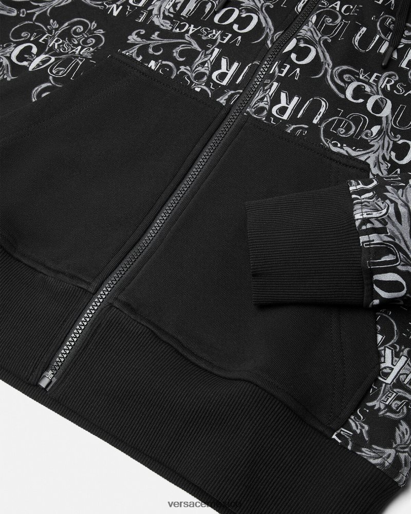 Versace sudadera con logo y cremallera negro ropa hombres 84626J2405