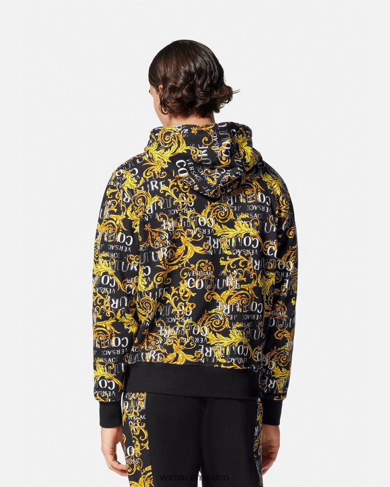 Versace sudadera con logo y cremallera oro negro ropa hombres 84626J2403