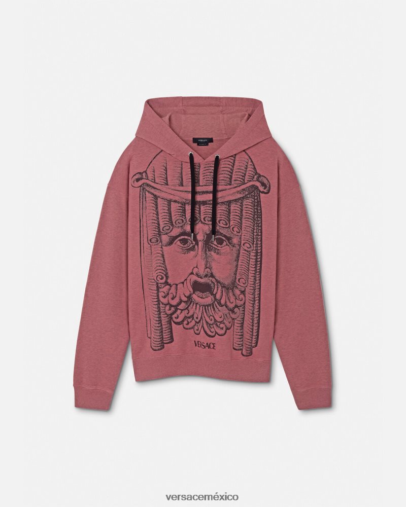 Versace sudadera con capucha la maschera rosa ropa hombres 84626J1416