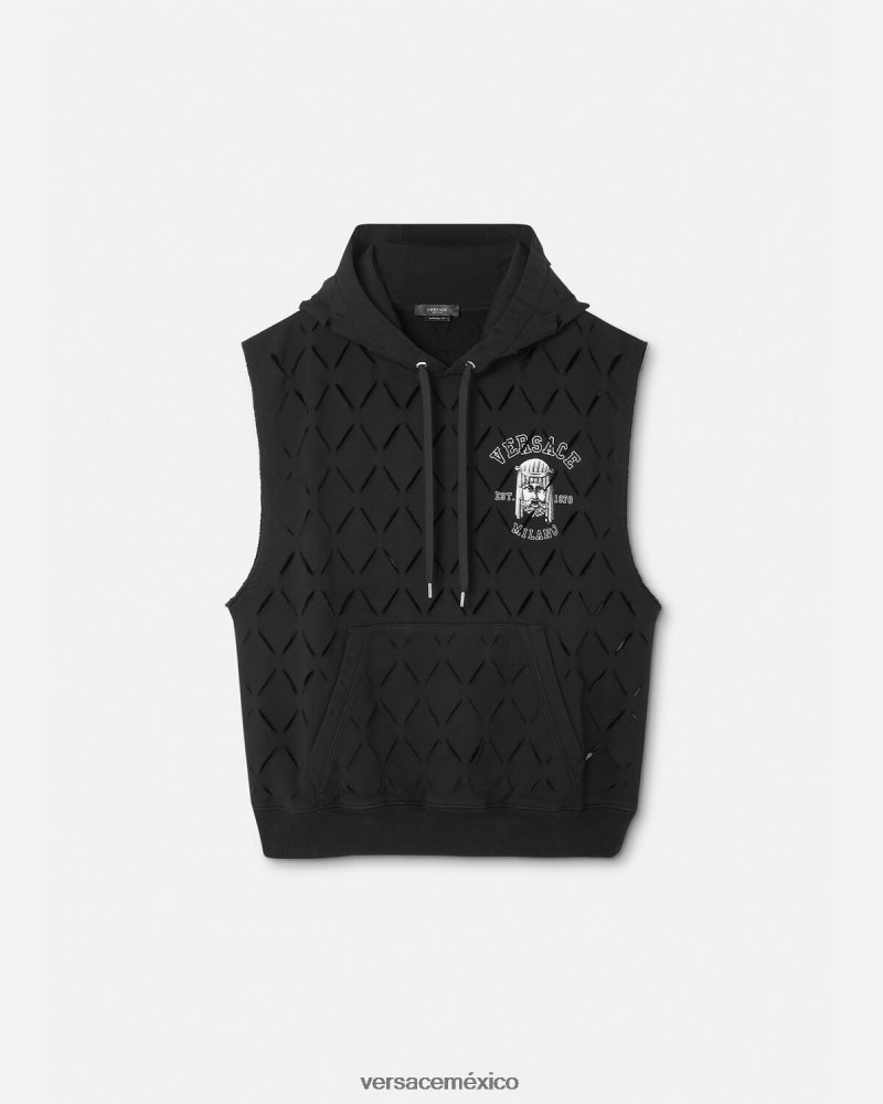 Versace sudadera con capucha y logo de la maschera negro ropa hombres 84626J1423