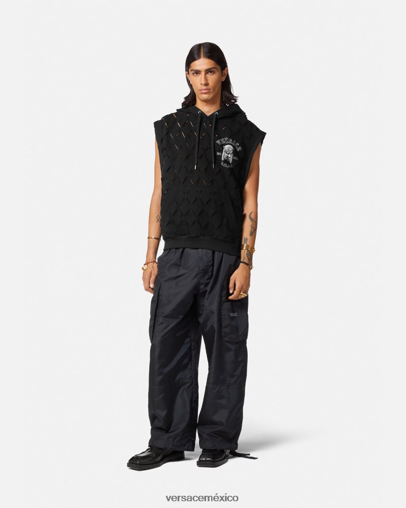 Versace sudadera con capucha y logo de la maschera negro ropa hombres 84626J1423