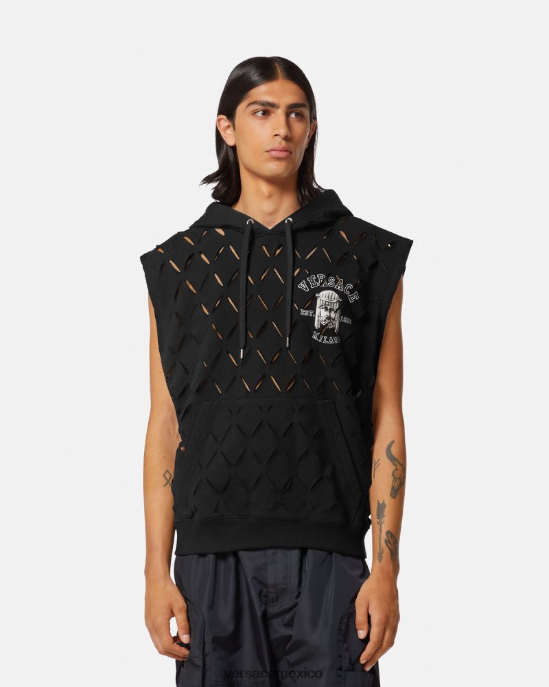Versace sudadera con capucha y logo de la maschera negro ropa hombres 84626J1423