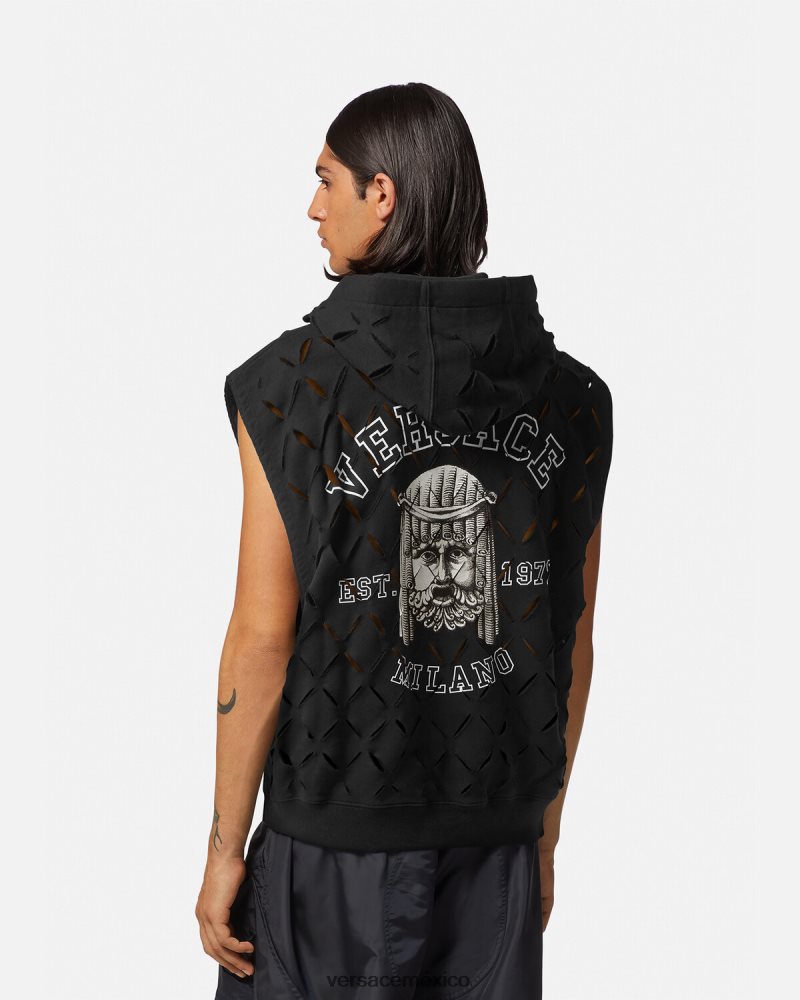 Versace sudadera con capucha y logo de la maschera negro ropa hombres 84626J1423