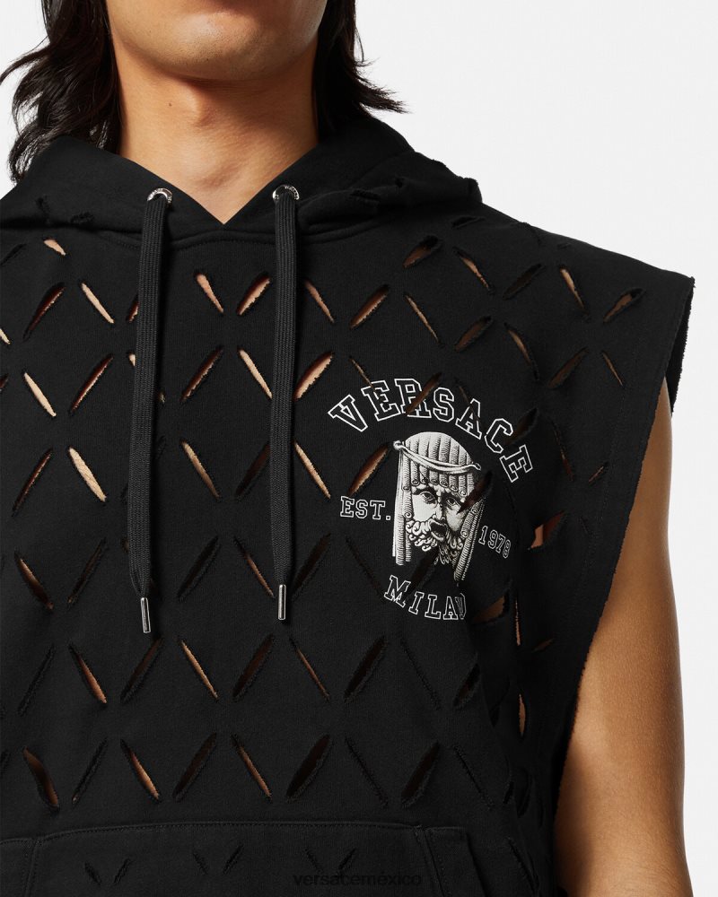 Versace sudadera con capucha y logo de la maschera negro ropa hombres 84626J1423