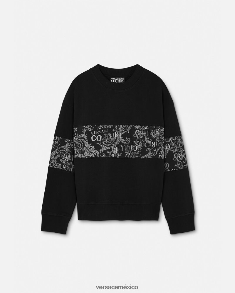 Versace sudadera con logo de alta costura negro ropa hombres 84626J2406