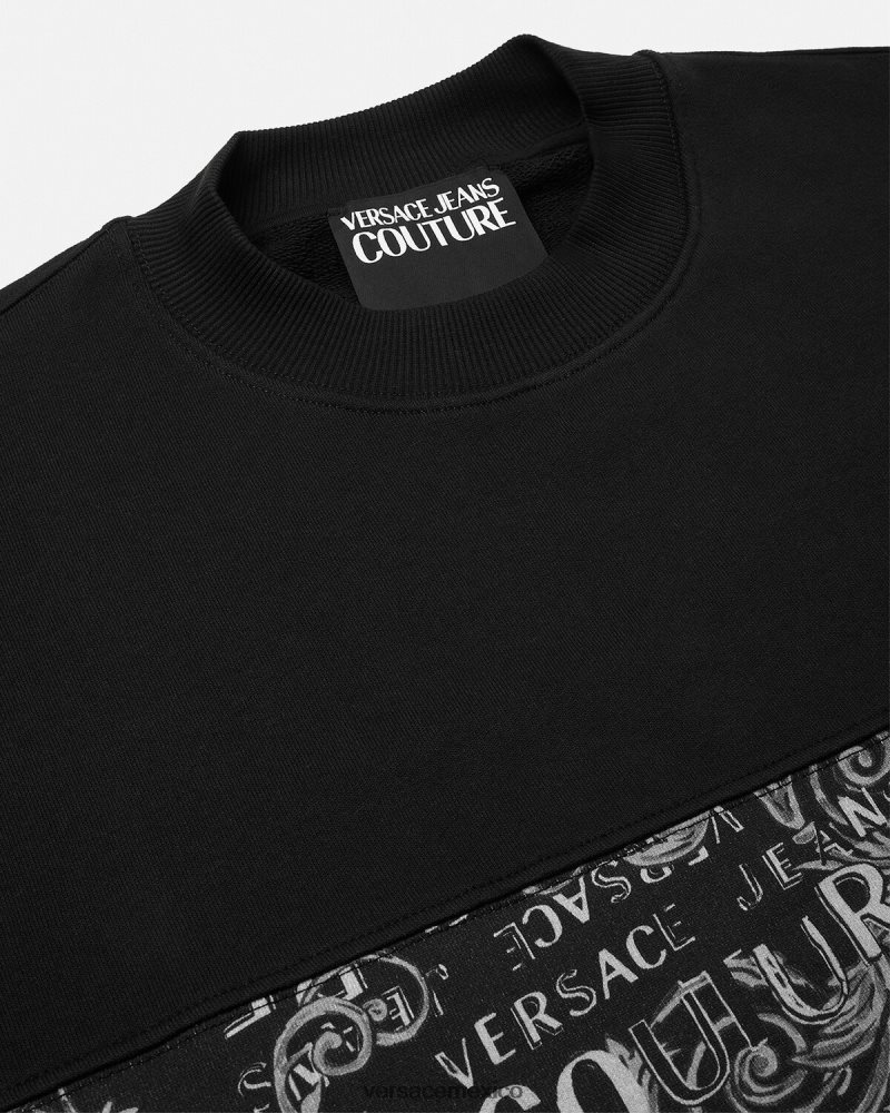Versace sudadera con logo de alta costura negro ropa hombres 84626J2406