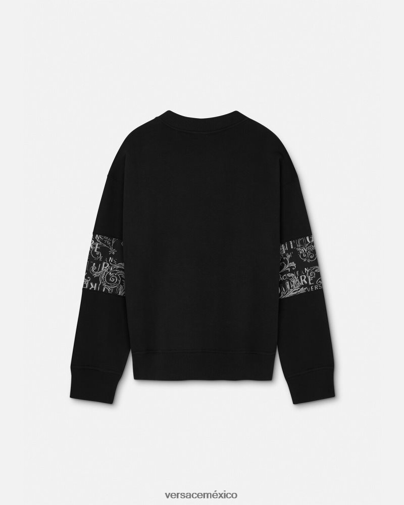 Versace sudadera con logo de alta costura negro ropa hombres 84626J2406