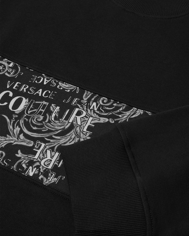 Versace sudadera con logo de alta costura negro ropa hombres 84626J2406