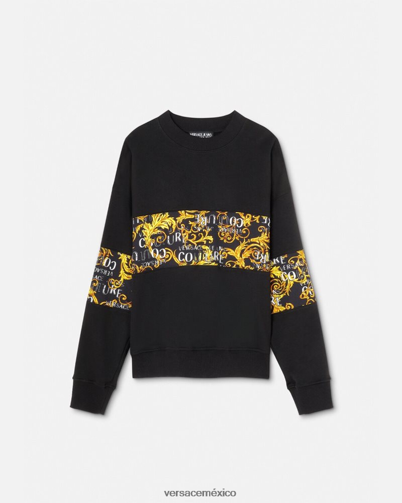 Versace sudadera con logo de alta costura oro negro ropa hombres 84626J2407
