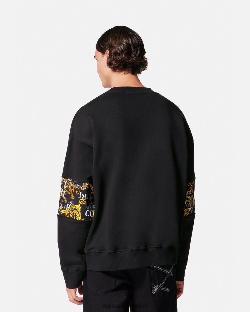 Versace sudadera con logo de alta costura oro negro ropa hombres 84626J2407