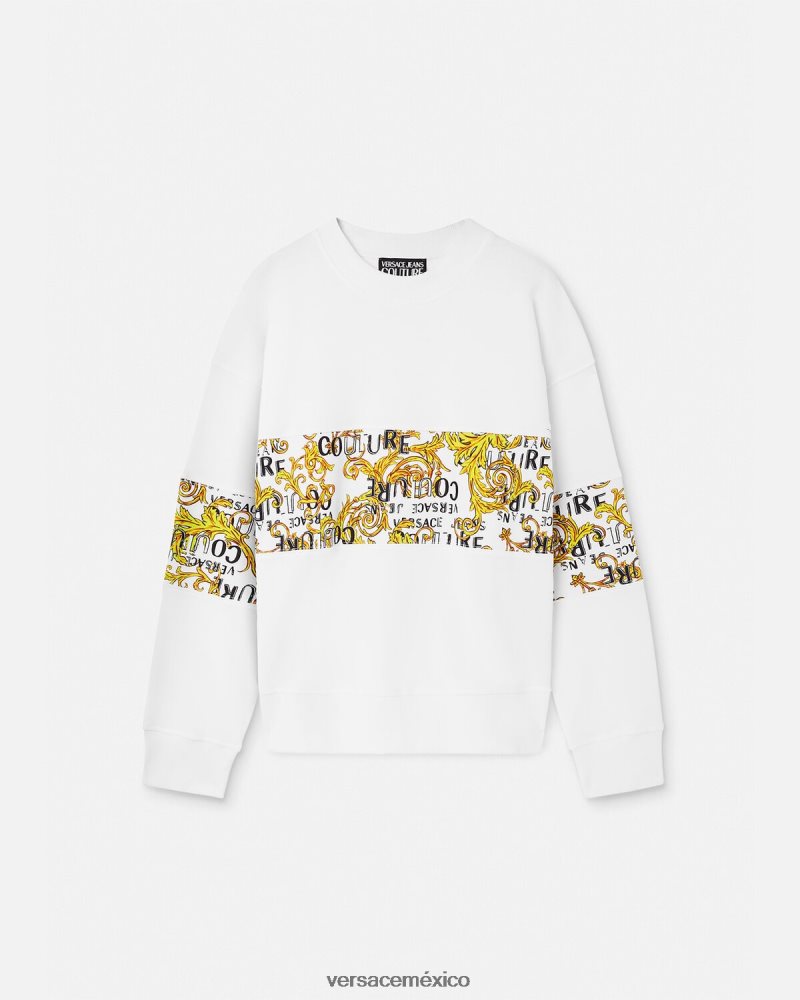 Versace sudadera con logo de alta costura oro y blanco ropa hombres 84626J2408