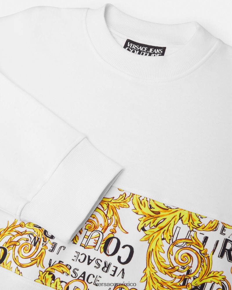 Versace sudadera con logo de alta costura oro y blanco ropa hombres 84626J2408