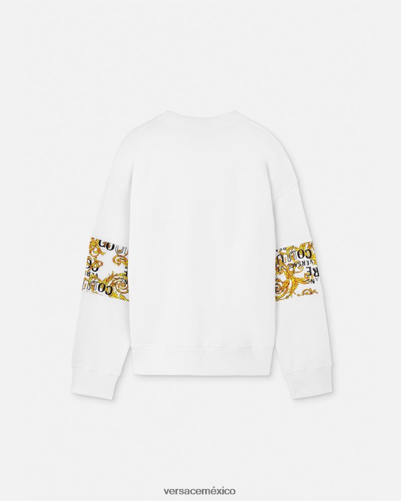 Versace sudadera con logo de alta costura oro y blanco ropa hombres 84626J2408