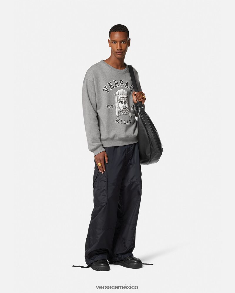 Versace sudadera con logo de la maschera gris ropa hombres 84626J1415