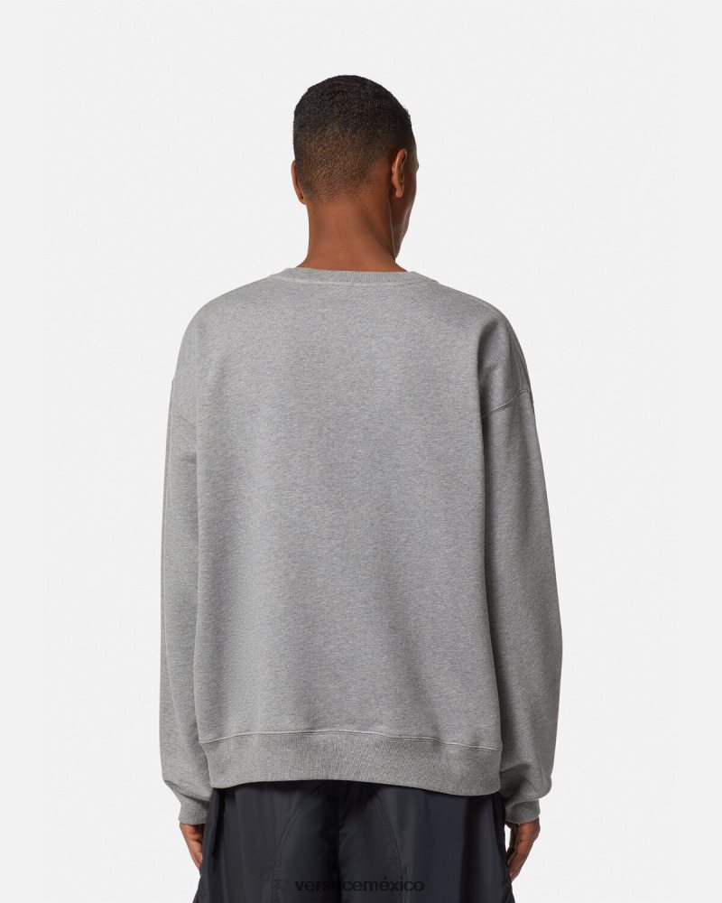 Versace sudadera con logo de la maschera gris ropa hombres 84626J1415