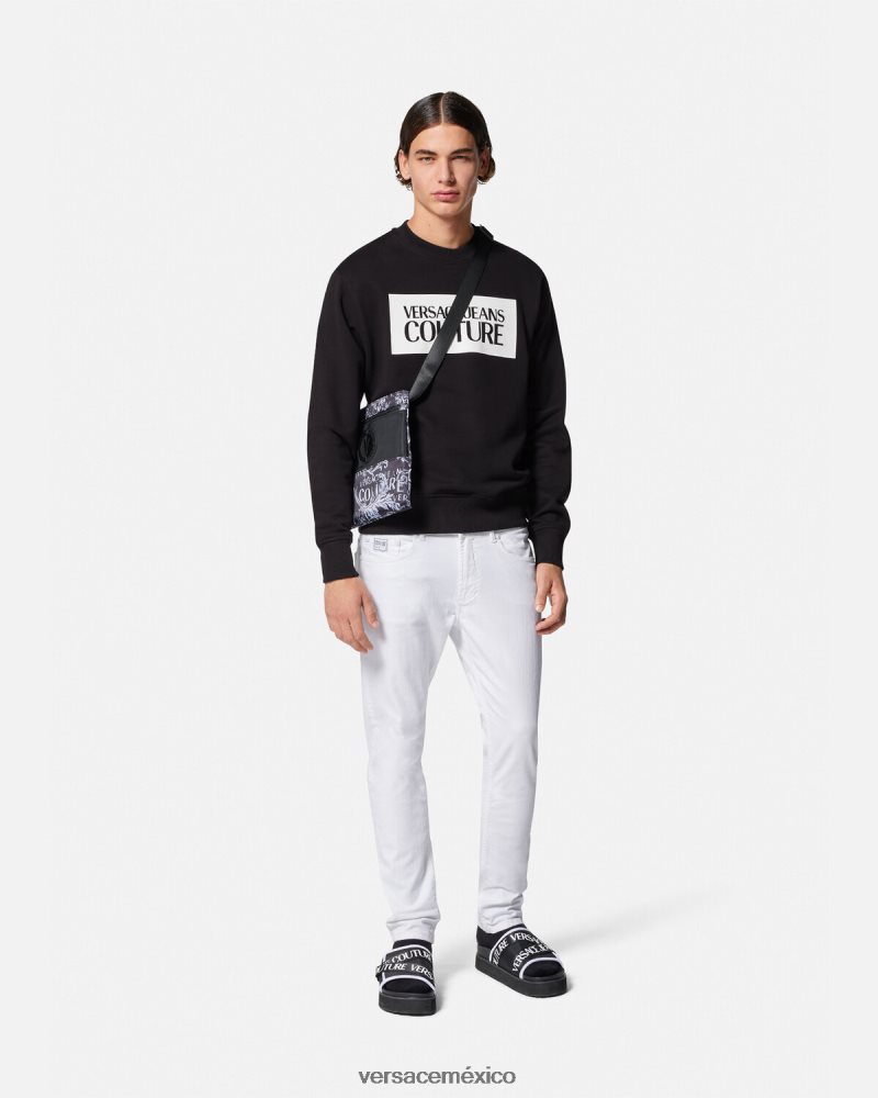 Versace sudadera con logo negro ropa hombres 84626J2377