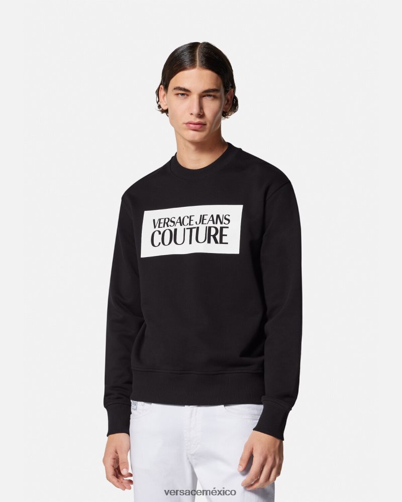 Versace sudadera con logo negro ropa hombres 84626J2377