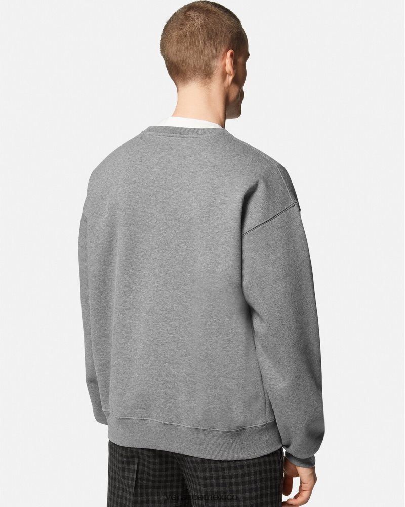 Versace sudadera con logo universitario gris ropa hombres 84626J1424