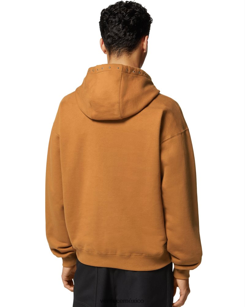 Versace sudadera con logo universitario y apliques naranja ropa hombres 84626J1426